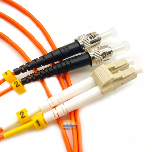 ST UPC to LC UPC OM1 62.5/125 Multimode Duplex Fiber Patch Cable OFNR 1.6/2.0/3.0mm for FTTH and Optical Equipment