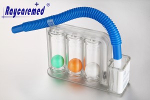 RM01-040 បីគ្រាប់លើកទឹកចិត្ត Spirometer លំហាត់ដកដង្ហើមវេជ្ជសាស្រ្ត