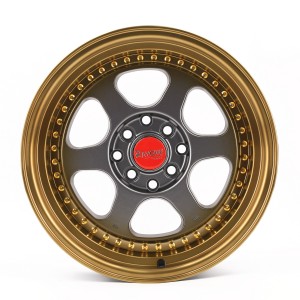 Gold Color Deep Dish Rivets 4 Hole Rims 15 Inch Alloy Wheels For Racing Car