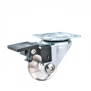 Hot Sale 1.5/2/3 Inch Light Duty Caster With Brake Transparent PU Swivel Furniture Caster Wheels