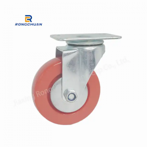 Industrial Red High Quality PVC Caster Wheel Swivel Plate Caster Brake With Iron Cover