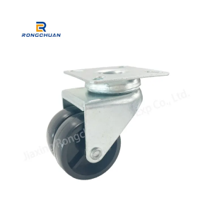 Caster Wheel Manufacturer Swivel Plate Furniture Casters Double Wheels 2 Inch Black PP Plastic Caster Wheels