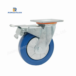 Heavy Duty Swivel Caster Blue Rubber Wheels Industriale Castor With 50mm Wheel Width