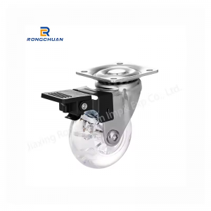 Silent Effect Office Chair Wheel 1.5/2/3 inch Transparent PU Wheel Plate Swivel Furniture Caster Wheel With Brake