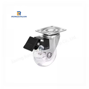 Silent Effect Office Chair Wheel 1.5/2/3 inch Transparent PU Wheel Plate Swivel Furniture Caster Wheel With Brake