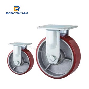 4/5/6/8 Inch Heavy Duty Caster FIXED wheel Can Be Customized Iron Core RED PU Wheel Trolly Wheel