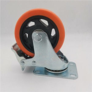 4 Inch Orange PVC Castor Platform Swivel Trolley Caster Trolley Wheel Swivel Double Brake With Bearing