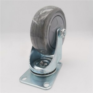 4Inch Chair Universal Platform Trolley Furniture TPR Soft Grey Rubber Plate Swivel Caster Wheels with Brake
