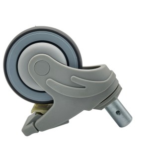 Silent 4 Inch Grey TPR Stem Caster Wheels With Brake Hot Sales On Amazon For Hospital Beds