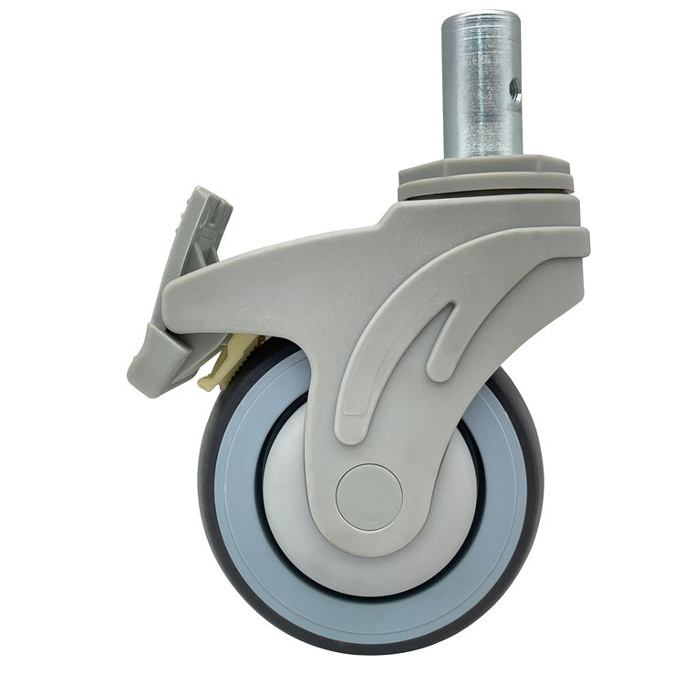 Silent 4 Inch Grey TPR Stem Caster Wheels With Brake Hot Sales On Amazon For Hospital Beds Featured Image