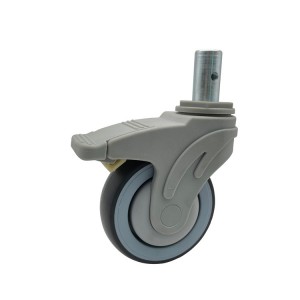 Silent 4 Inch Grey TPR Stem Caster Wheels With Brake Hot Sales On Amazon For Hospital Beds