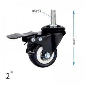 1.5/2/2.5 Inch PVC Caster Wheels Fixed Swivel With Brake Small Wheel For Furniture Double Bearing