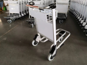 High Load Capacity Airport Luggage Trolley Cart With Brake Nature Rubber Wheel Foldable Mesh Aluminium Color