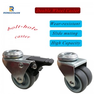 Grey TPR double wheel galvanized bolt-hole caster in hot selling caster wheel castor