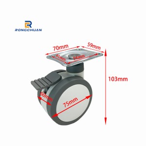 High Quality TPR Medical Caster Wheel Double Wheel Swivel With Brake TPR Tread With PP Core For Hospital Bed