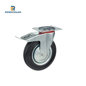 High Quality Black Industrial Swivel Caster with Brake with Thermoplastic Rubber Wheel