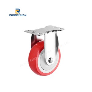 High Quality Caster Medium Duty  Stainless Steel PU Red Industrial Casters Wheel
