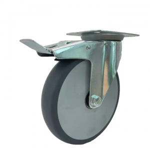 Hospital beds wheels grey TPR material medical bed caster swivel plate locking caster wheel