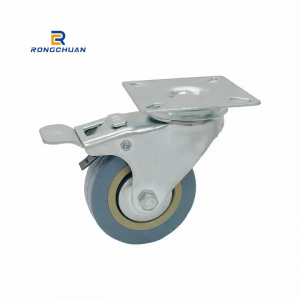 Gray Rubber PVC Casters Trolley Wheels Factory Direct Zinc Plated Bolt Hole Ruedas Giratorias for Washing Machine