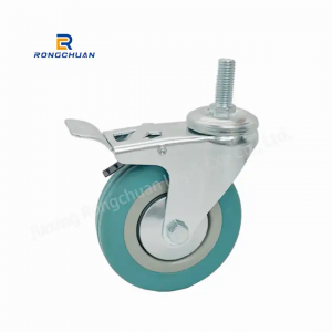 Hot Sale Castor Wheel Industrial Swivel Threaded Stem Bolt Hole with Brake Rubber PP Core Castor Wheel