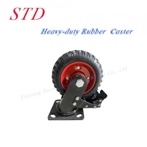 Heavy Duty Casters Solid Black Rubber Wheels 4 5 6 8 inch Plate Type Industrial Caster wheel
