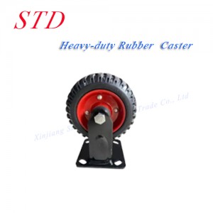 Heavy Duty Casters Solid Black Rubber Wheels 4 5 6 8 inch Plate Type Industrial Caster wheel