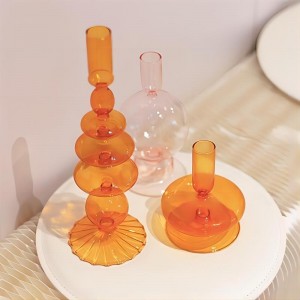 QRF Best Sales Colorful Glass Candlestick Candle Holder