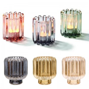 QRF Best Sales Colorful Glass Votive Candle Holders With 2 Designs And Competitive Price