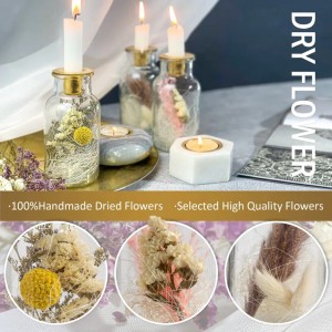 QRF Best Sales Glass Candle Holder With Dry Flower