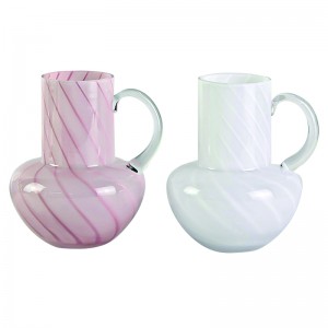 QRF Best Sales Unique Design Colourful Glass Vase With Handle