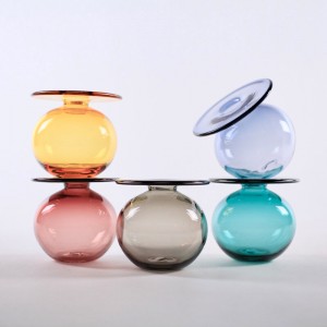 QRF Best Sales Unique Design Colourful Flower Glass Vase