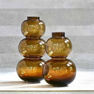 QRF Hot Selling Unique Design Gourd Shape Colored Glass Vase