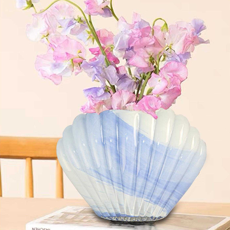 QRF Hot Selling Large Colorful Glass Shell Vase Featured Image