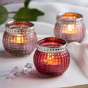 QRF Hot Sales Glass Tea Light Holder With A Metal Edge For A Luxurious Look