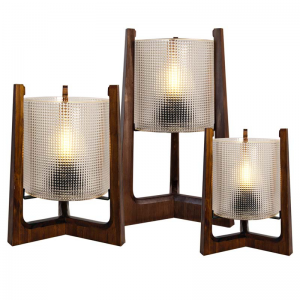 QRF Best Sales Battery Operated Wooden Frame Table Lamp