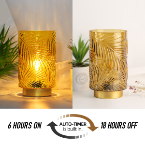 QRF Hot Sales Unique Carving Leaves Design Battery Operated LED Lamp