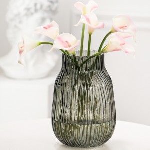 QRF Hot Selling Transparent Striped Hydroponic Flower Vase