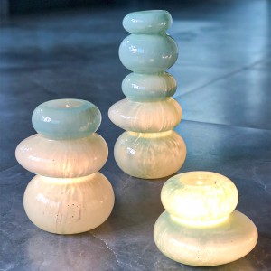 QRF Best Sales Unique Pebble Design Colourful Glass Vase And Table Lamp