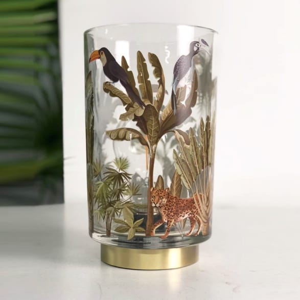 QRF Factory Price Superior Design Handmade Glass Candle Holder With Decal Featured Image