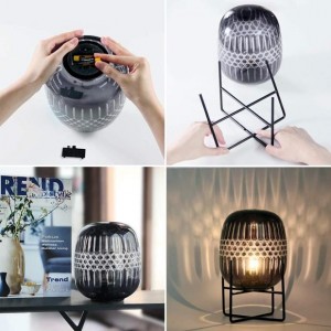 QRF Hot Selling Unique Carving Battery Operated Table Lamp With Timer Function