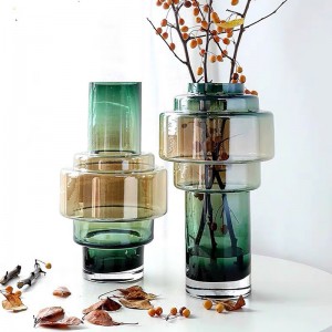QRF Geometric Gradient Decoration Living Room Decoration Flower Arrangement Hydroponic Glass Vase