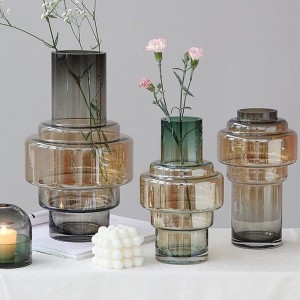 QRF Geometric Gradient Decoration Living Room Decoration Flower Arrangement Hydroponic Glass Vase