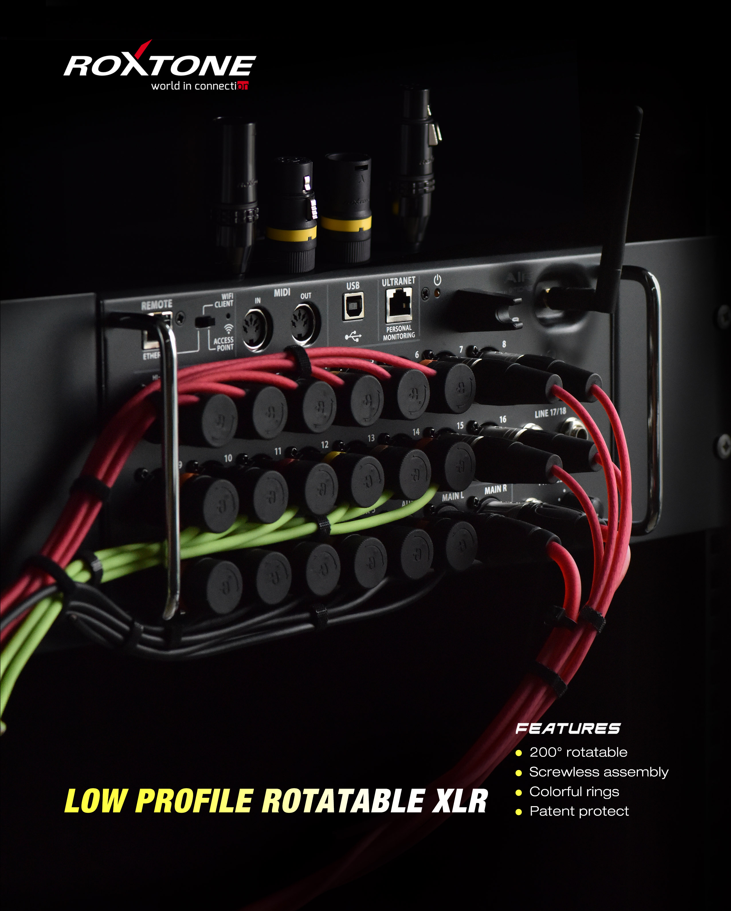 Roxtone Low Profile Rotatable XLR 3P – LX3F & LX3M