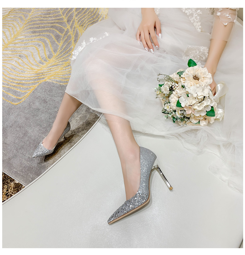 Refineda Newest luxury shining pointed toe fashion Gold Heels For wedding or party Stiletto high heels shoes