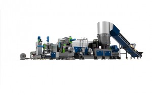 Double section compaction recycling and granulation production line for PE PP PET film