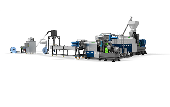 Double stage strand cooling plastic pelletizing line