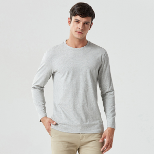 Wholesale high quality plain long sleeve t shirt Pure Colour 100% cotton t- shirts