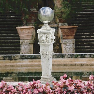 Garden Focal Piece Pedestal With A Shiny Globe, Outdoor Garden, Lawn Decor