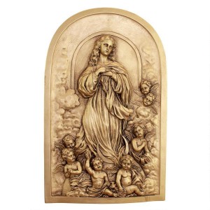 Mary Magdalene And Heavenly Cherubs Wall Relief Sculpture, Religious Home Decor
