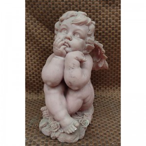 Sweet Little Cherub Angel In Deep Thoughts Figurine, Cherub Statue Decor